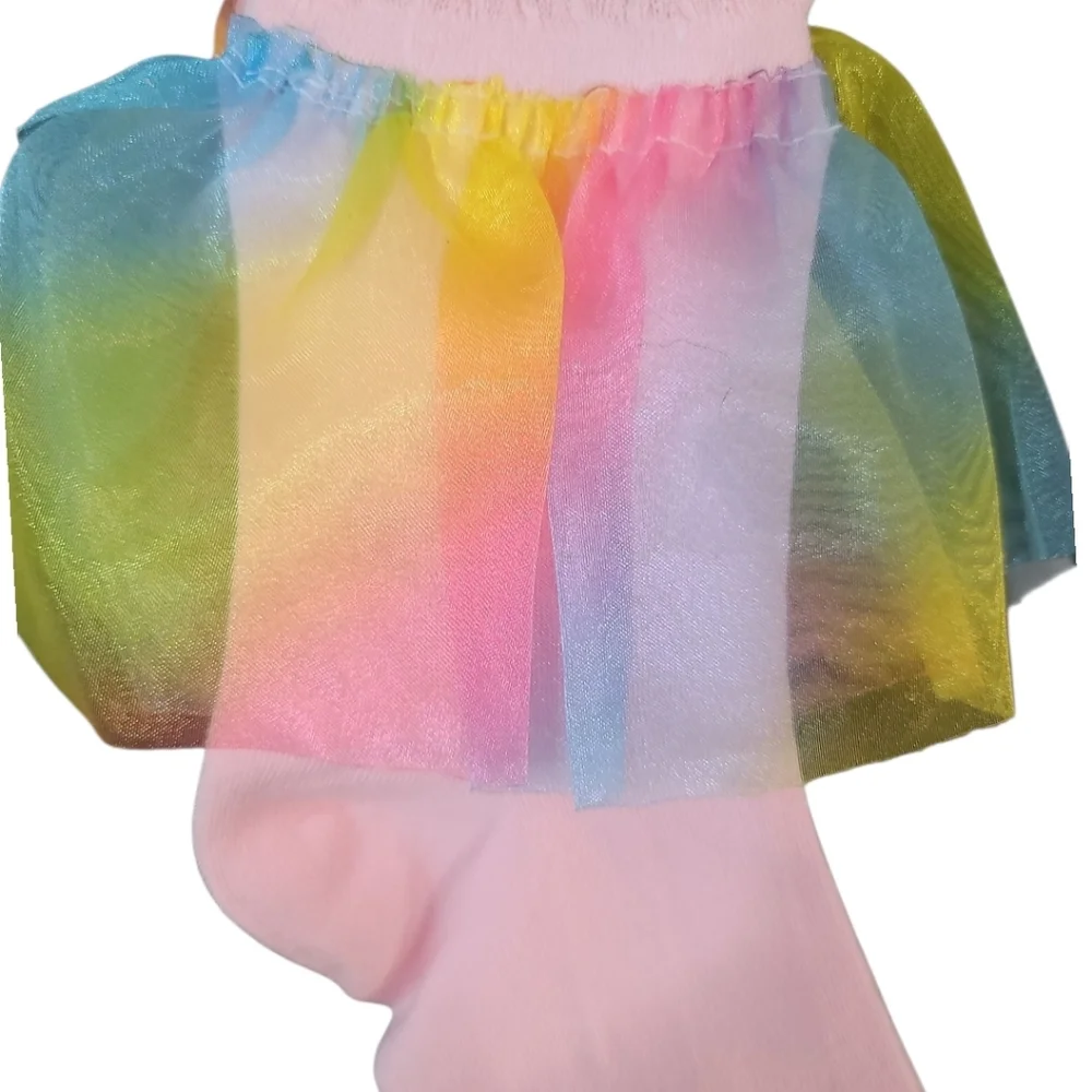 Colorful Pink Socks with Rainbow Tulle O/S New